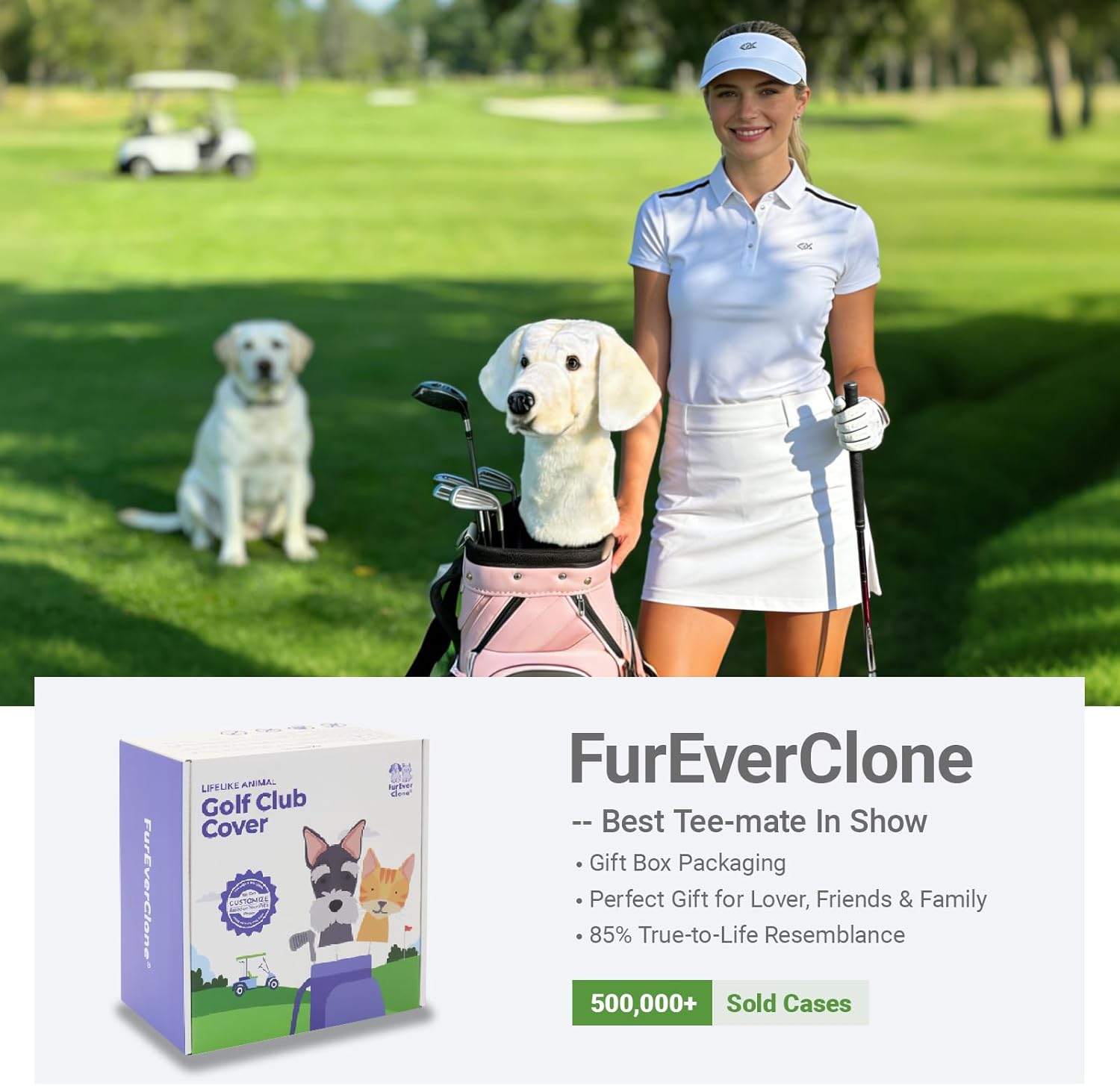 Dog Golf Club Head Covers Neutral Palette for Adult Collectors Stuffed Cute Dog Plush (White Labrador)