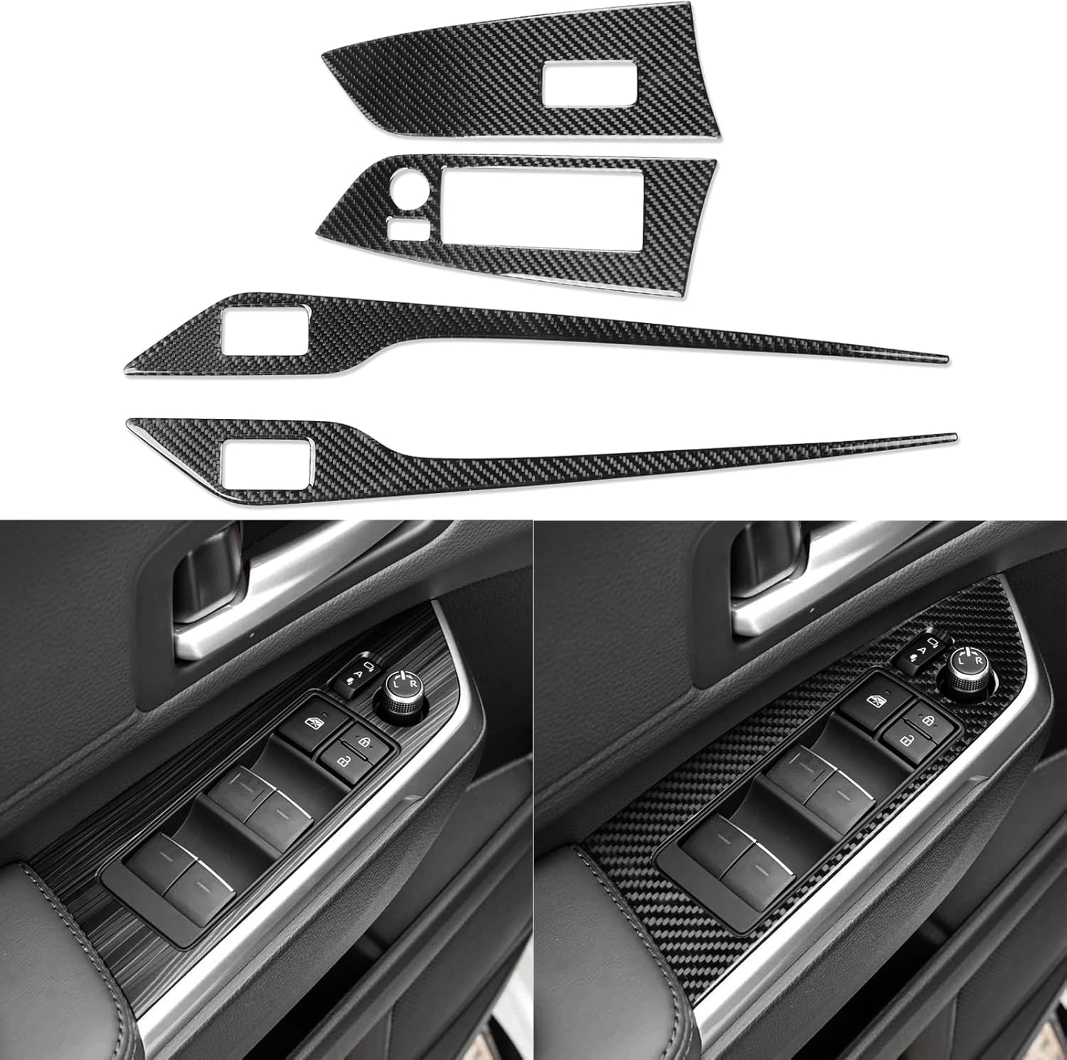 NVCNX Real Premium Carbon Fiber for Toyota Sienna Accessories 2021-2026 2022 2023 2024 2025 Car Dash Center Tray Mat Cover Interior Trim Sticker Decal 3PCs - only for Wireless Phone Charger Option