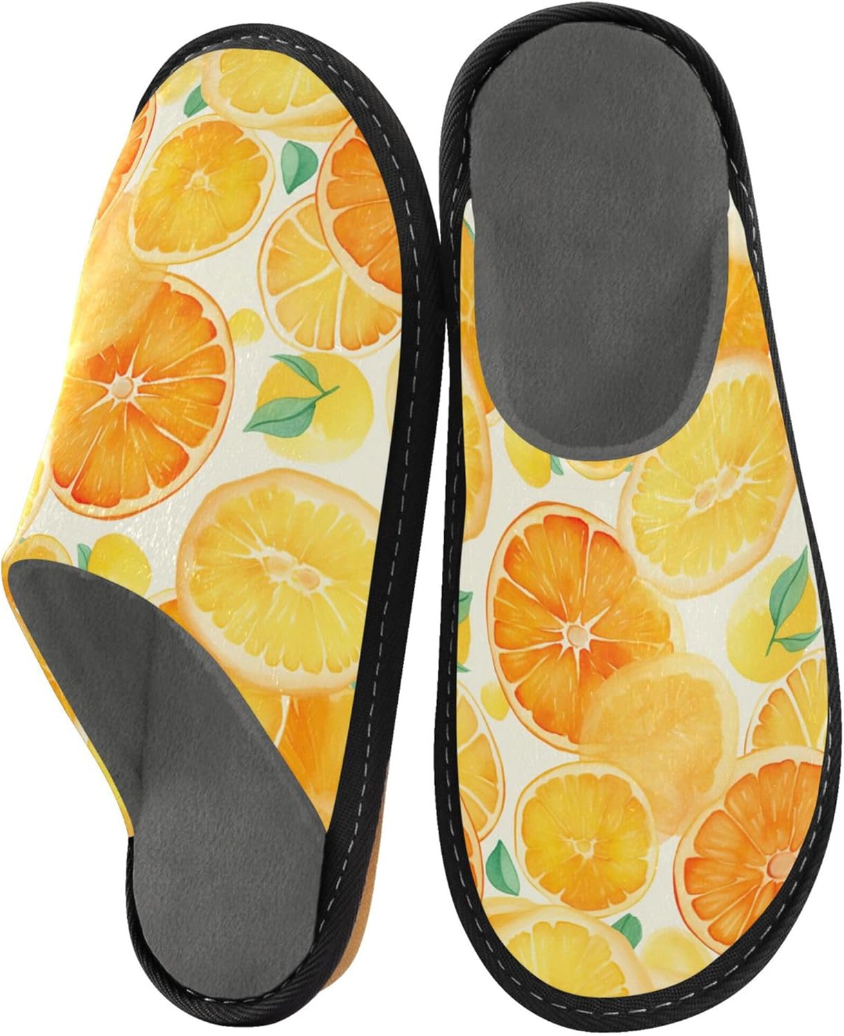Orange Fruit House Slippers – Cozy Fuzzy Slippers for Guests, Washable & Disposable, Perfect for Shoeless Home, Spa & Hotel Use A112903