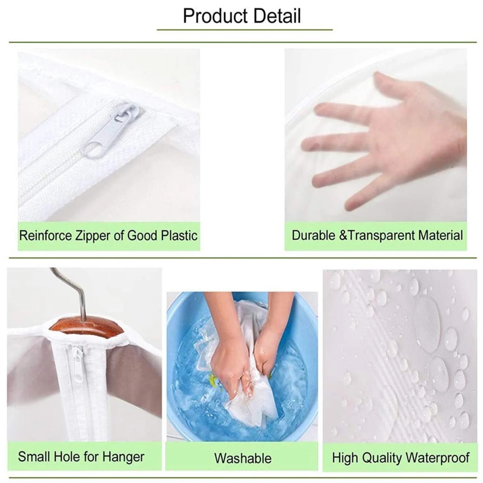 Copriabiti 5/10 pezzi, sacchetti copriabiti antipolvere con cerniera, lavabili e riutilizzabili, trasparenti(10Pcs Clear)