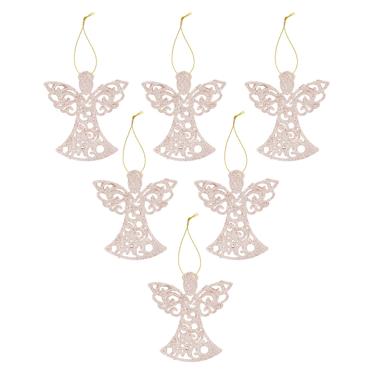 VFM e-Store Christmas Tree Decoration Glitter Angel - 17.5cmx10cm - Ivory
