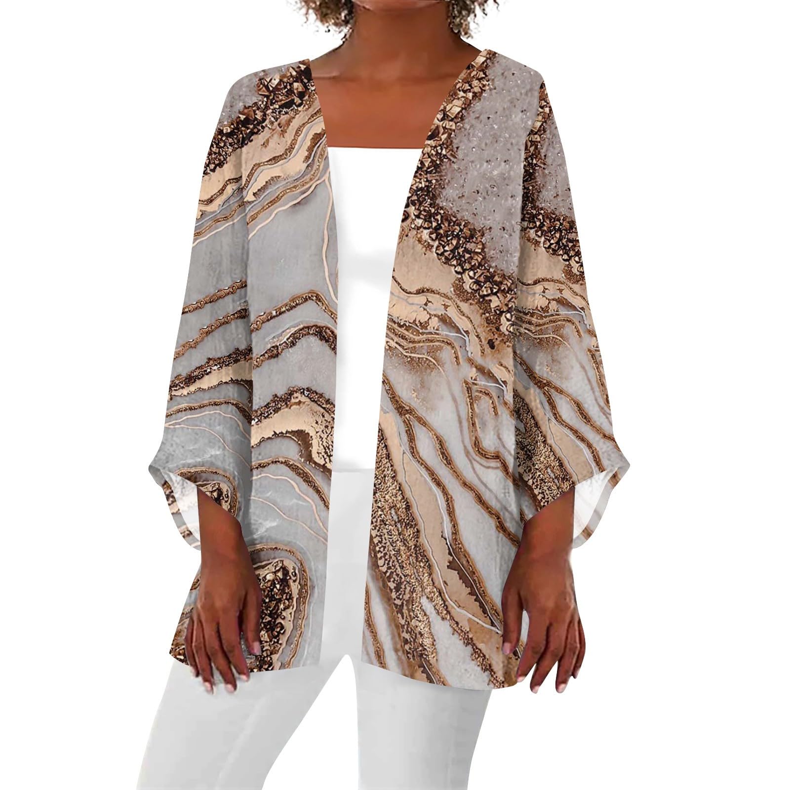 TopassionKimonos for Women Beach Cover Up Classic Floral Printed Kimono Cardigans for Women Casual Swing Chic Beach Cover Up Everyday Daily Work Open Front