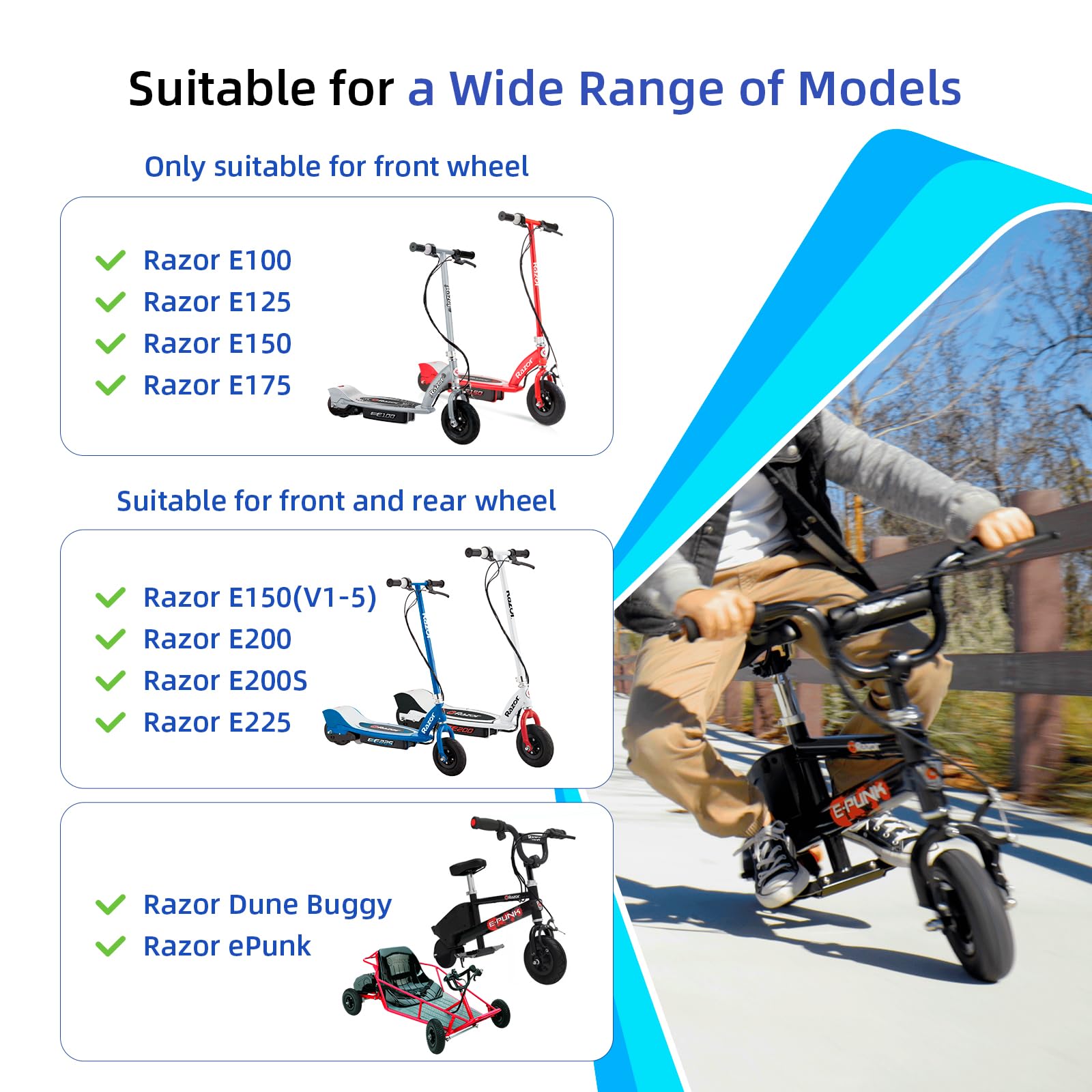 ulip 200 x 50 Solid Scooter Tire For Razor E100 E125 E150 E175 E200 E200S E225 Electric Scooter 8.0 * 2.0 Scooter Wheel