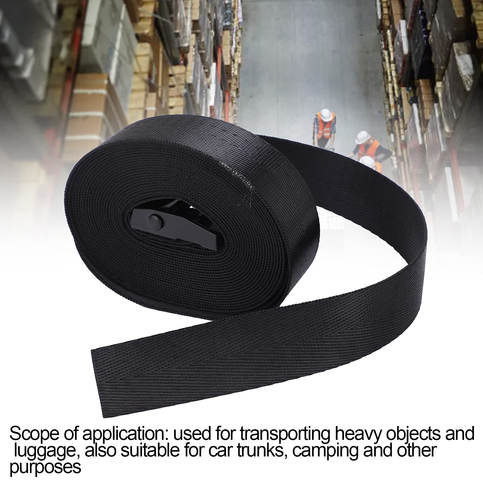 Tie Down Strap, 2Pcs Black Zinc Alloy Press Buckle Bandage 25mm Binding Tightening Rope (5 Meter)