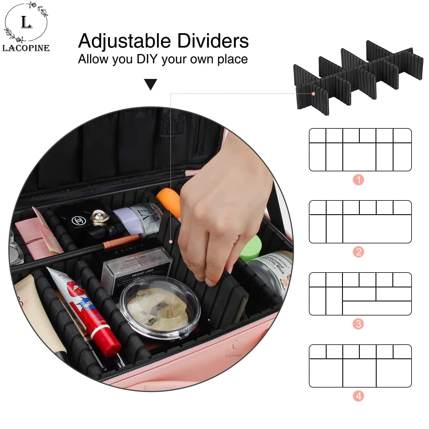 LACOPINE Portable Makeup Bag EVA Professional Makeup Artist Bag Makeup Train Case Makeup Organizer Bag for Travel and Home Use (Baby Pink, 16 INCH (2 Layer)) 1