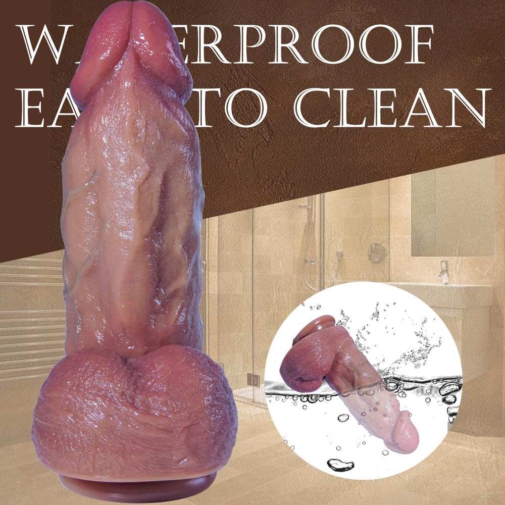 Gode ​​réaliste en silicone de 9,5", pénis épais de 2,7" de diamètre avec grande ventouse pour mains libres et grand sexe anal, gros gode XL avec jouet à boule large pour hommes et femmes
