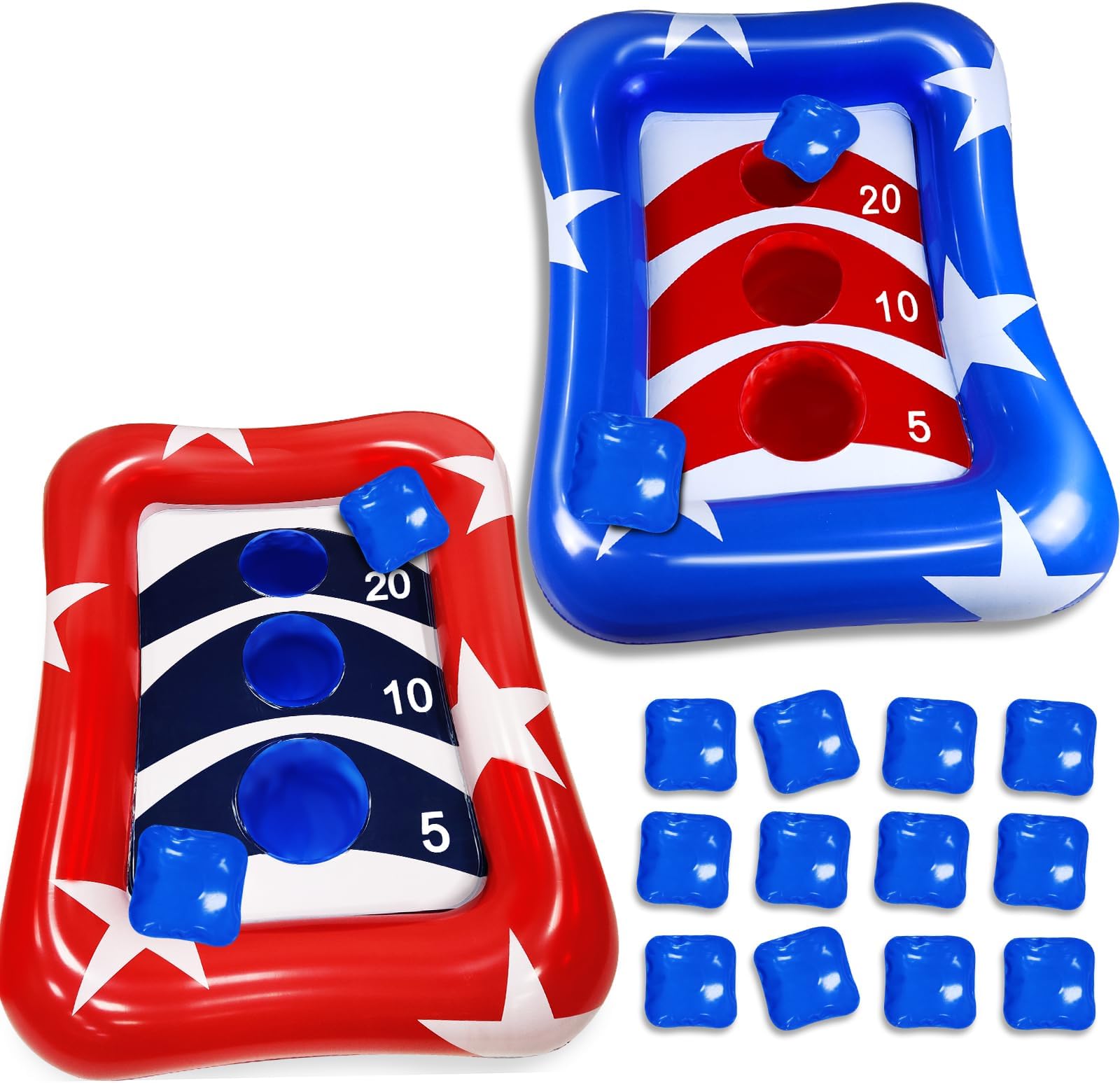 2 Pack 36" Inflatable Pool Set Toss Games,American Flag Ring Toss Pool Toys for Kids Adults Outdoor Beach Game Float Board Pool Party Summer Water Beach Toys