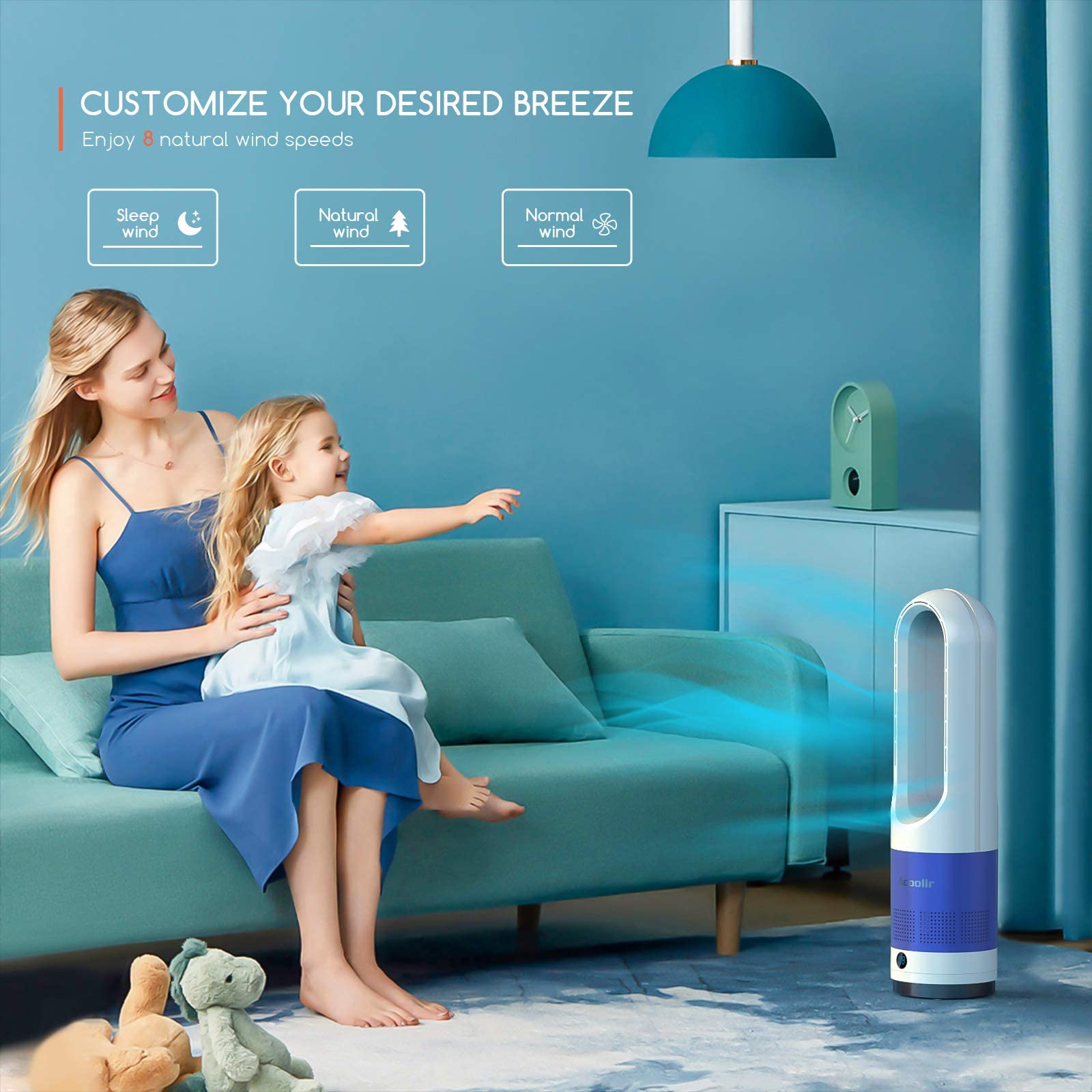 Buy Tower Fan, Bladeless Cooling Fan with Remote, 8 Speeds, 80