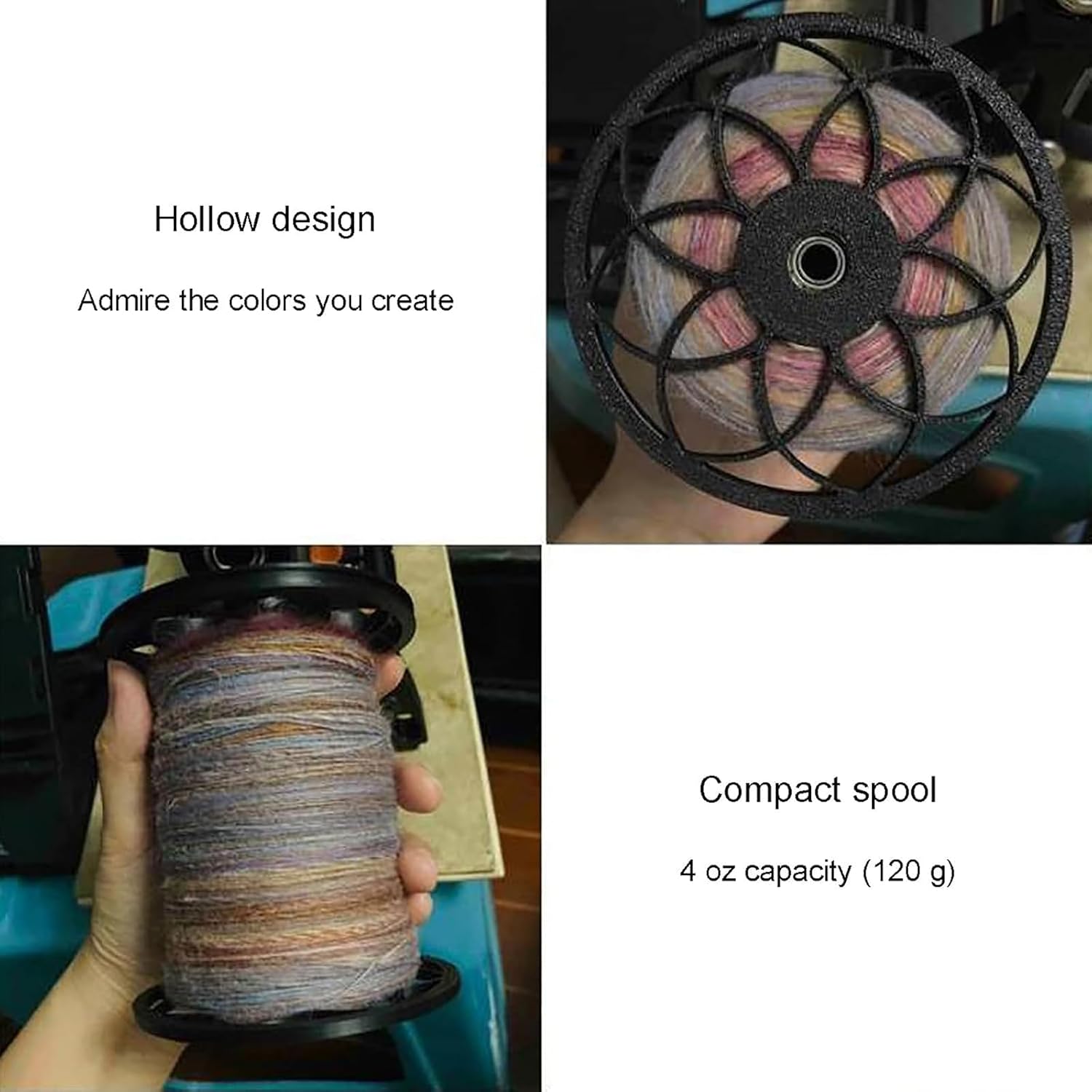 Adjustable Speed Wool Yarn Winding Machine,12v Yarn Spinning Wheel, 800rpm 4 Ounce Capacity, Forward/Reverse Switching, with 3 Spools for Yarn Weaving DIY