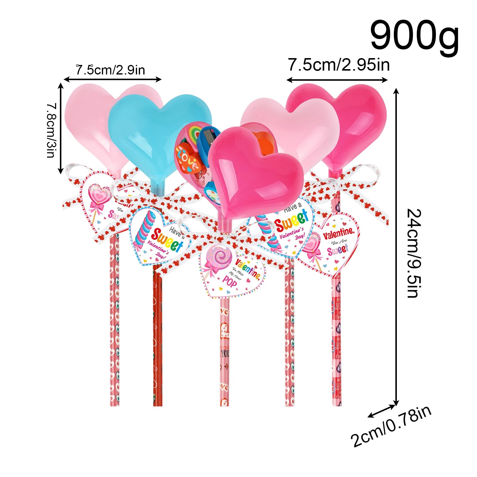 Cartoleria A Tema Cuori Set per la Scuola con Adesivi Festivi | Kit Creativo per Bambini Per Feste Scuola Casa Ufficio Regalini