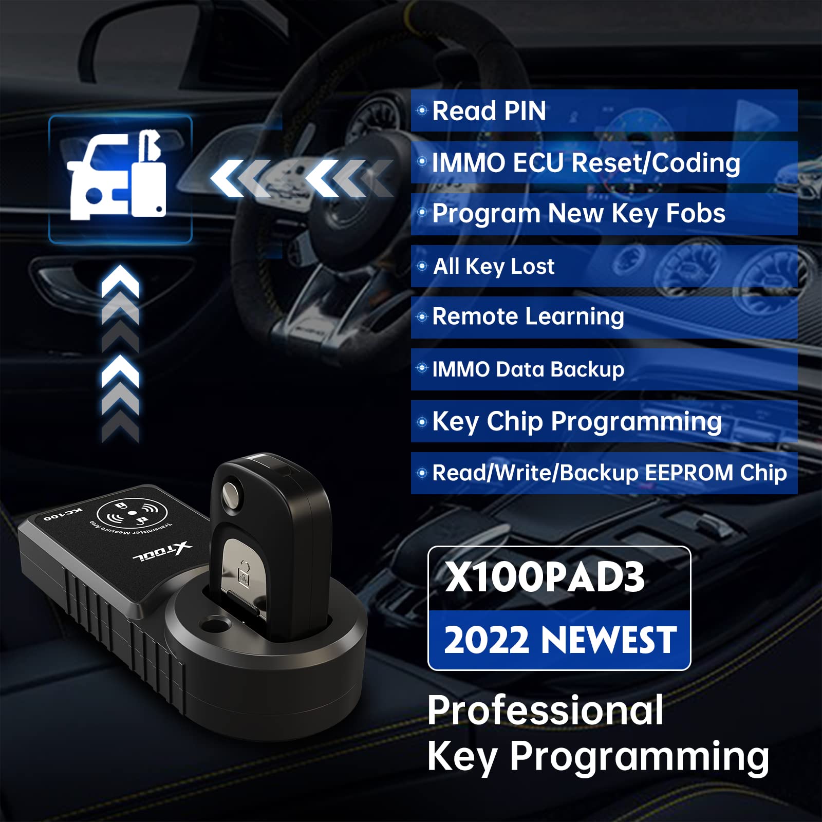 XTOOL X100 PAD 3 Advanced Key Fob Programming Tool with KC100 Key Chip