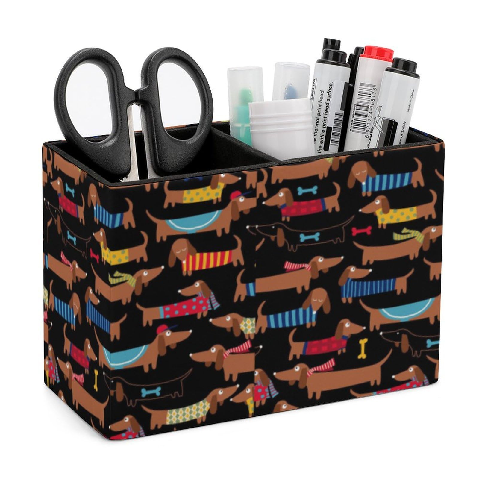 Jzemdybill Style Square Pencil Holder, I Love My Dog Dachshunds Pencil Holders, 15X11x7cm