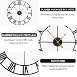 LEIKE Grandes horloges murales modernes,32" Surdimensionné en métal rond, Petit Ticking, Silent, Vintage noir chiffres romains Horloge pour cuisine,Salle de séjour,Chambre,Cuisine, Agritourisme Wall Home Decor