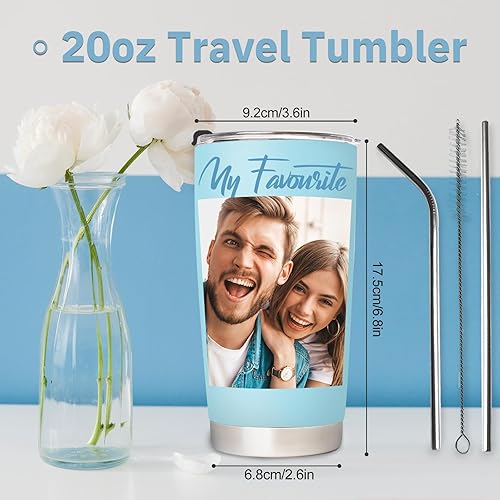Miniatura 6 de Vaso personalizado con nombres de texto y imagen, vaso de acero inoxidable de 20 onzas con tapa, tazas de café de viaje aisladas, regalos