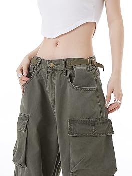 Women's Baggy Cargo Pants Y2K Clothing Multi-Pocket Relaxed