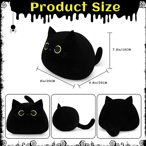 Miniatura 9 de Auspicious beginning Juguete de peluche de gato negro gigante de 19 pulgadas, peluche de gato negro, almohada de peluche Kawaii de gato, decoración