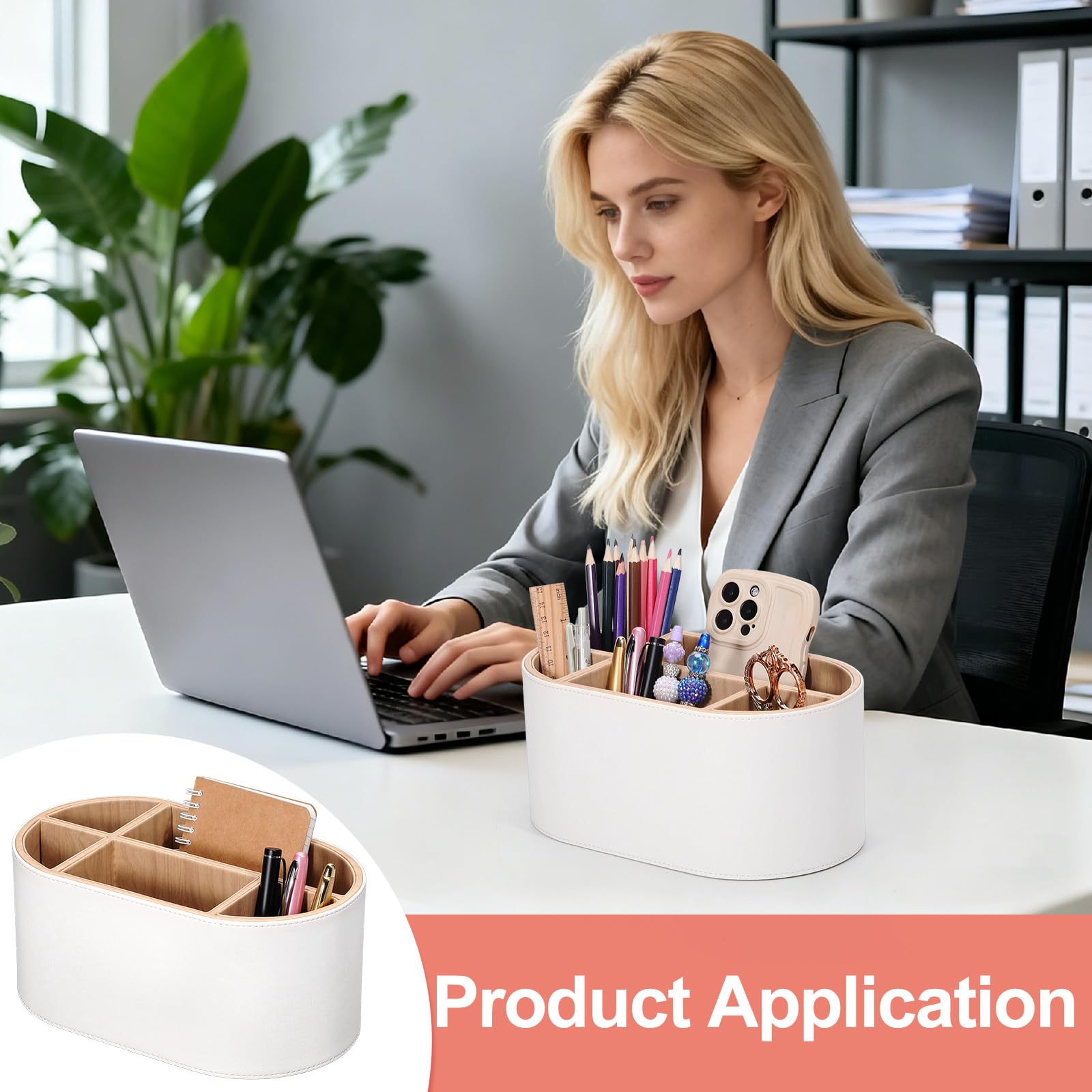 Organizador de escritorio de piel sintética con múltiples compartimentos, organizador de accesorios para mandos a distancia, bolígrafos, brochas de maquillaje, oficina, hogar, escuela