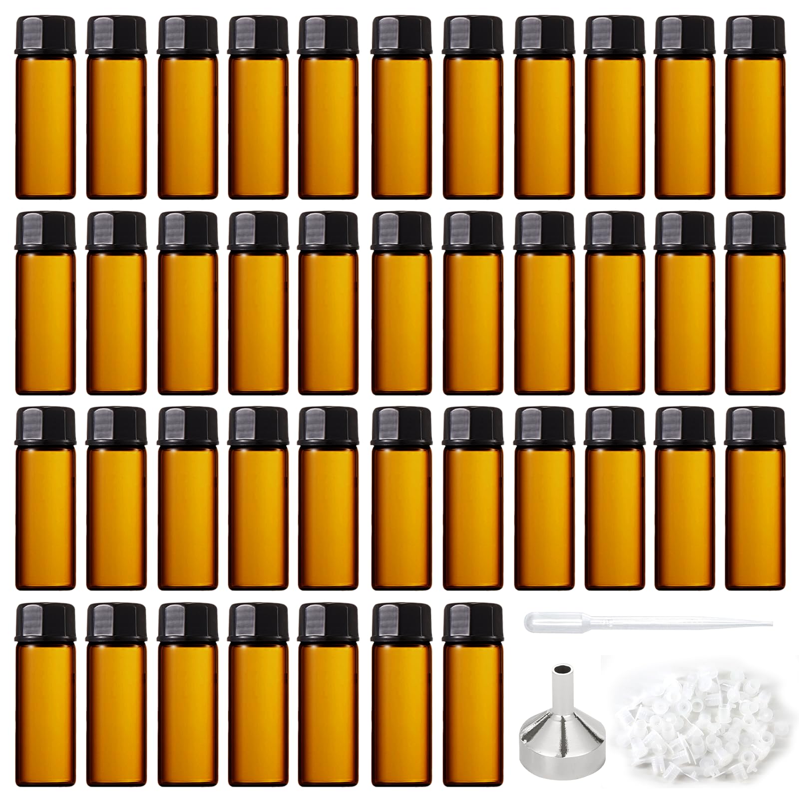 KASURE 40 Stück 5ml Tropfflasche Ätherische öle,5ml Dropper Bottle,Braune Leere Glasflaschen Pipettenflasche zubehör Tinktur Fläschchen für Parfüm, Kosmetika, Aromatherapie, Massage