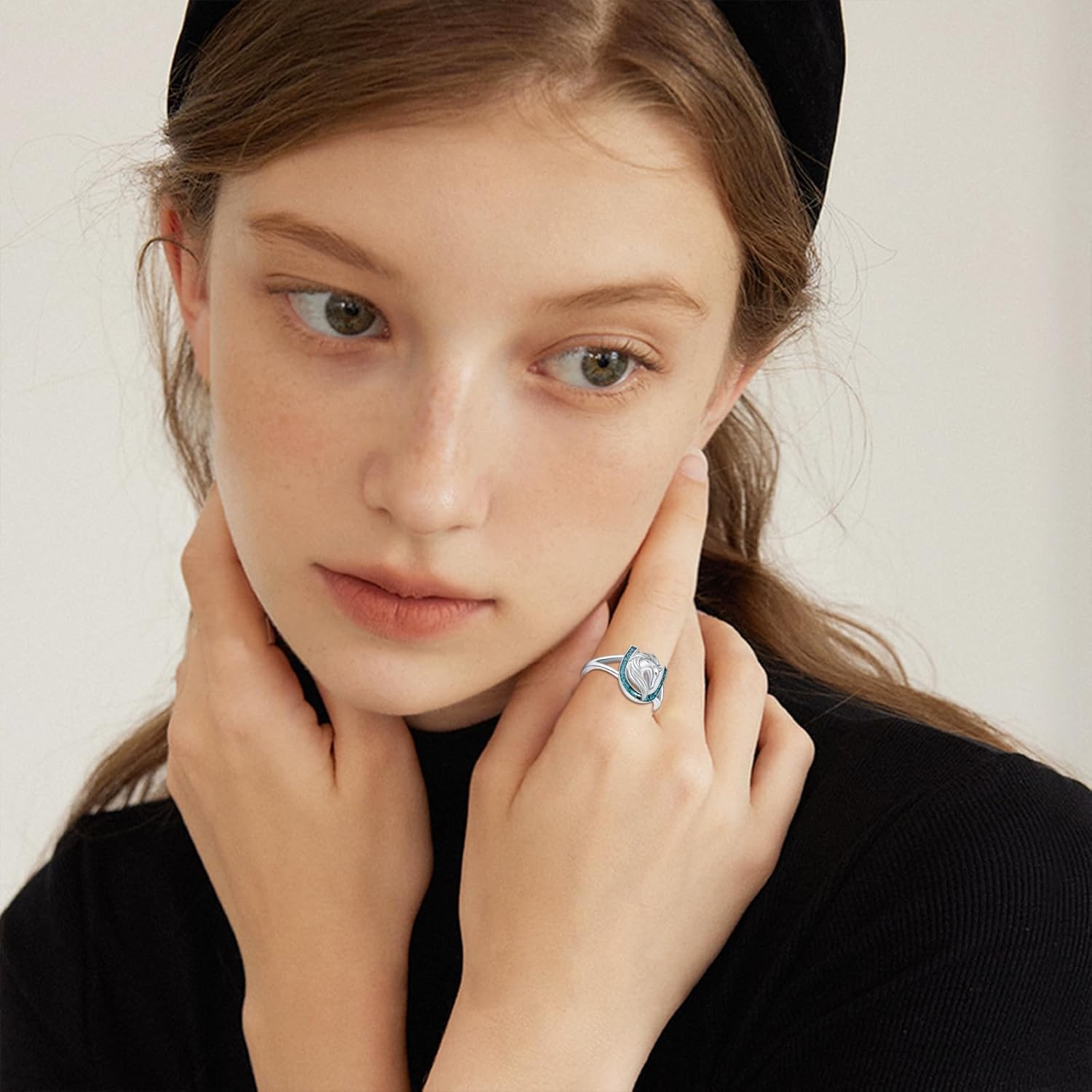Horse Ring for Women 925 Sterling Silver Turquoise Horseshoe Ring Western Jewelry Horse Gifts for Girlfriend Horse Lovers - Image 3