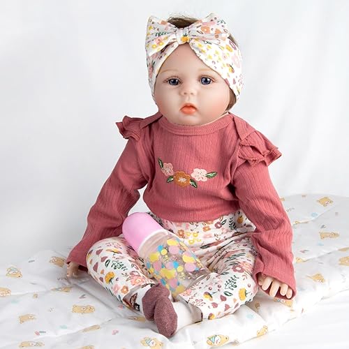 Miniatura 2 de Reborn Baby Dolls Ropa de 22 pulgadas Accesorios de traje Flor 4 piezas Set para muñeca Reborn de 17-22 pulgadas Niña recién nacida