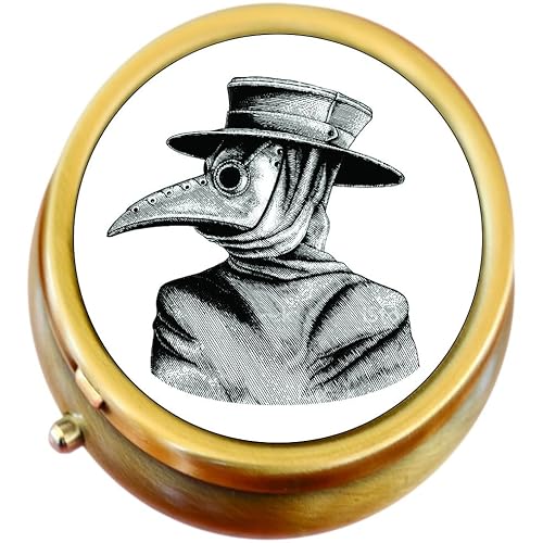 Plague Doctor Vintage Image Brass Round Pill Box