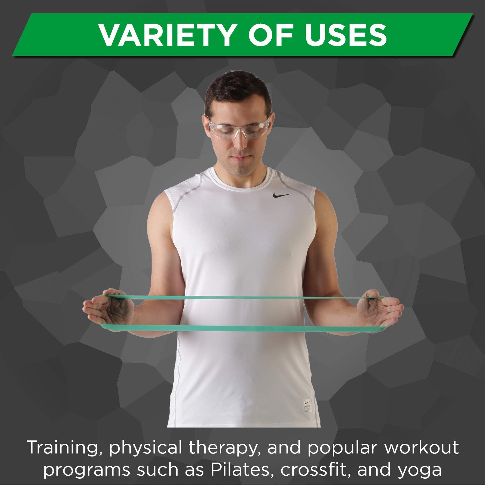 THERABAND Banda de Resistencia, Banda de látex Profesional para Pilates, Crossfit, Yoga, Estiramiento, Terapia física, Entrenamiento de Fuerza sin Pesas, 45,5 cm, Verde, Pesado, Nivel intermedio 1