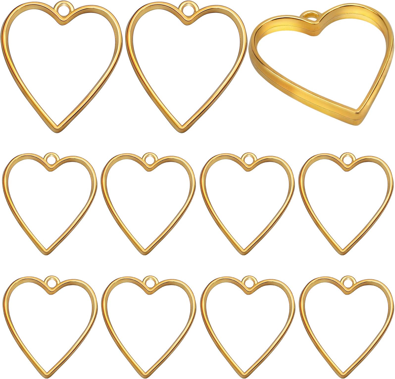 20pcs Open Back Bezel Pendants Charms Alloy Hollow Frame Pendants Blank Craft Bezels Jewelry Molds for Resin Casting Earring Making Supplies, Heart Shape