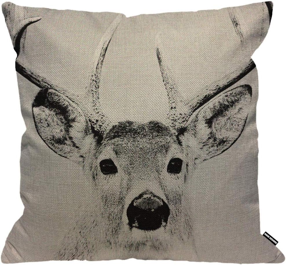 HGOD DESIGNS Cushion Cover Deer Elk Grey,Throw Pillow Case Home Decorative for Men/Women Living Room Bedroom Sofa Chair 18X18 Inch Pillowcase 45X45cm