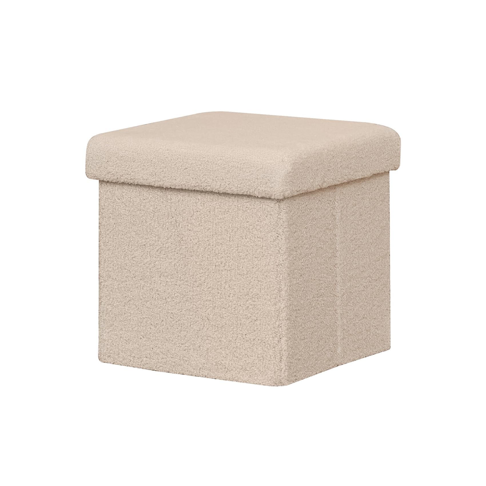 Bonlife Bouclé Sitzhocker mit Stauraum, Kleine klappbare Sitztruhe, Aufbewahrungsbox, Fußbank,Blüten,Wohnzimmer