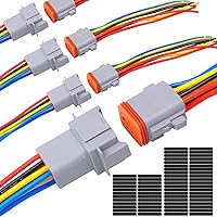 Vista 14 de Exqutoo Paquete de 2 conectores DT impermeables de 2 pines macho y hembra con cables de 16AWG 105℃ 600V y tubos termorretráctiles, aplicables