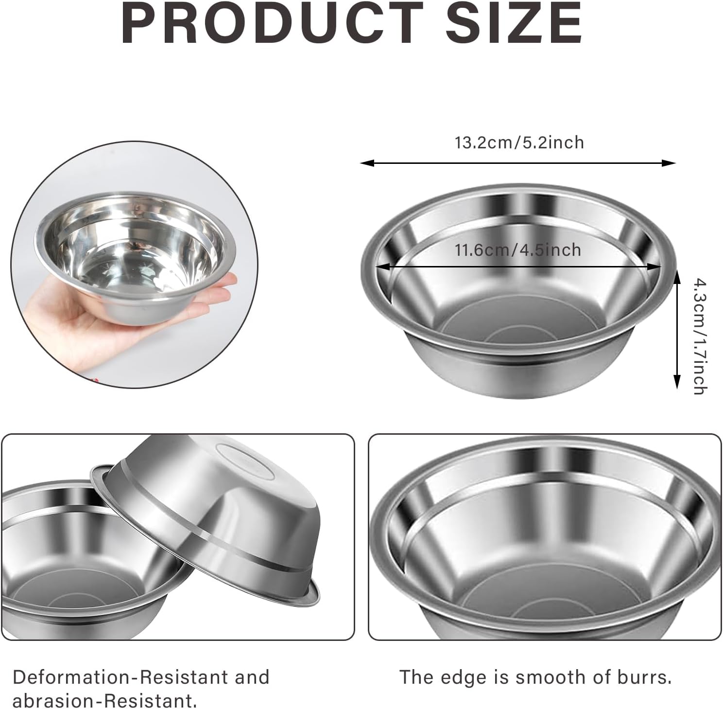 16 Pcs Pets Bowl Bulk 15 oz Pet Feeding Bowl Stainless Steel Dog and Cat Bowls Pet Feeder Metal Small Puppy Raised Food and Water Bowls for Small Medium Pets Supplies