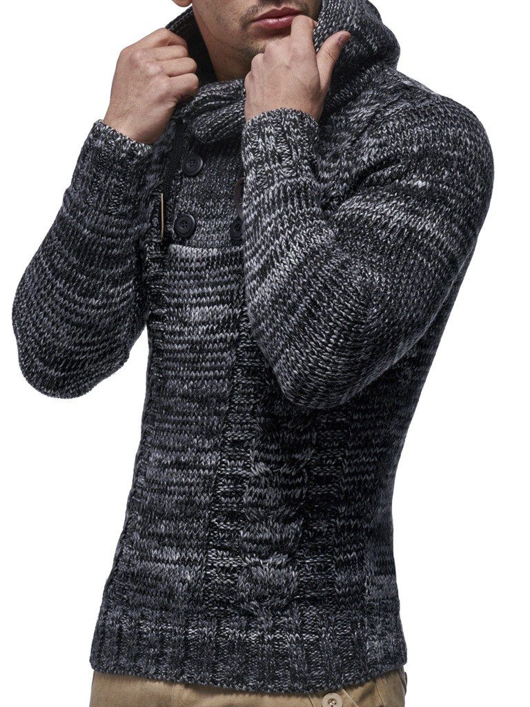 Leif Nelson Herren Strickpullover mit Kapuze/Hochwertiger Winterpullover im Regular Fit Schnitt, ideal für Casual und Business-Looks, in vielfältigen Größen und Farben verfügbar