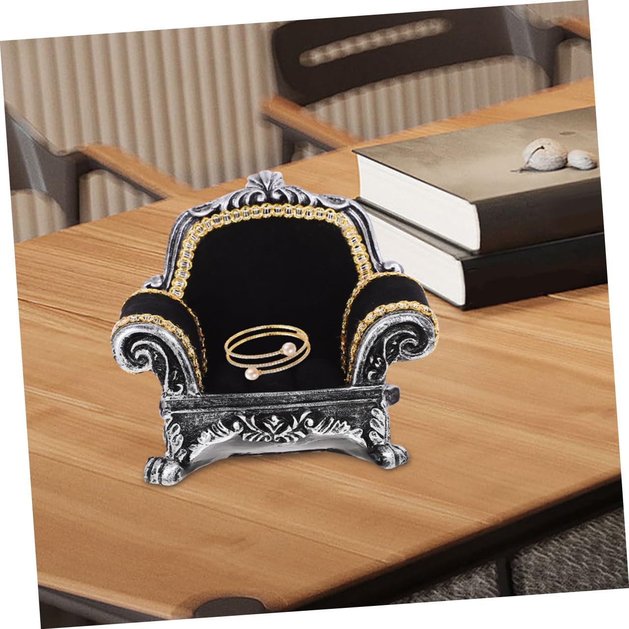 POPETPOP Schmuckorganizer Ringhalter Sofaform 2 Stück Schwarz Kunstharz