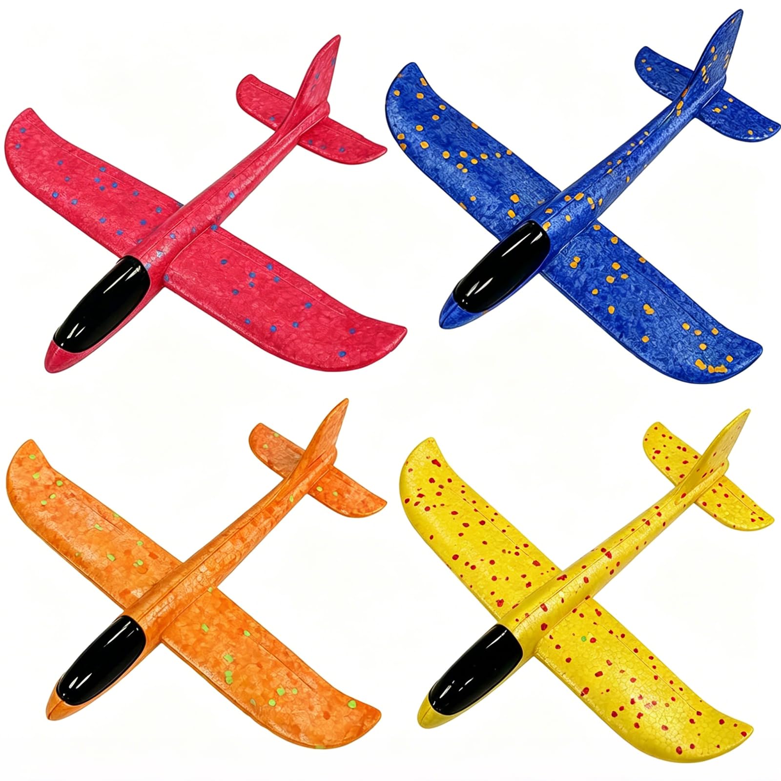 4 Pcs Aeroplane Colorful Foam Glider Planes, Foam Glider Planes for Teenager, Fake Aeroplane for Indoor Play, Outdoor Sport Game, Birthday Gifts, 24 x 23 cm