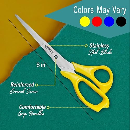 Miniatura 2 de EXTRIC Tijeras multiusos de 7 pulgadas, paquete de 2 resistentes, acero inoxidable, rojo, amarillo