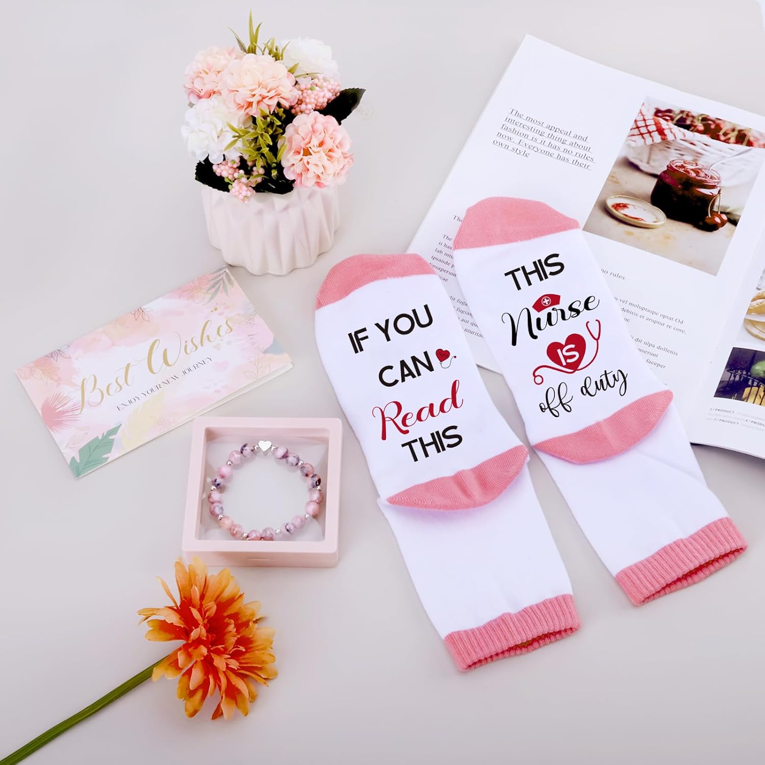 Nurse Gifts for Women, Nurses Week Appreciation Gift Set, Graduation Thank You Gift Basket for RN Female Practitioner School Nurse Day Valentines Present with Canvas Tote Bag Tumbler Sock - Image 3