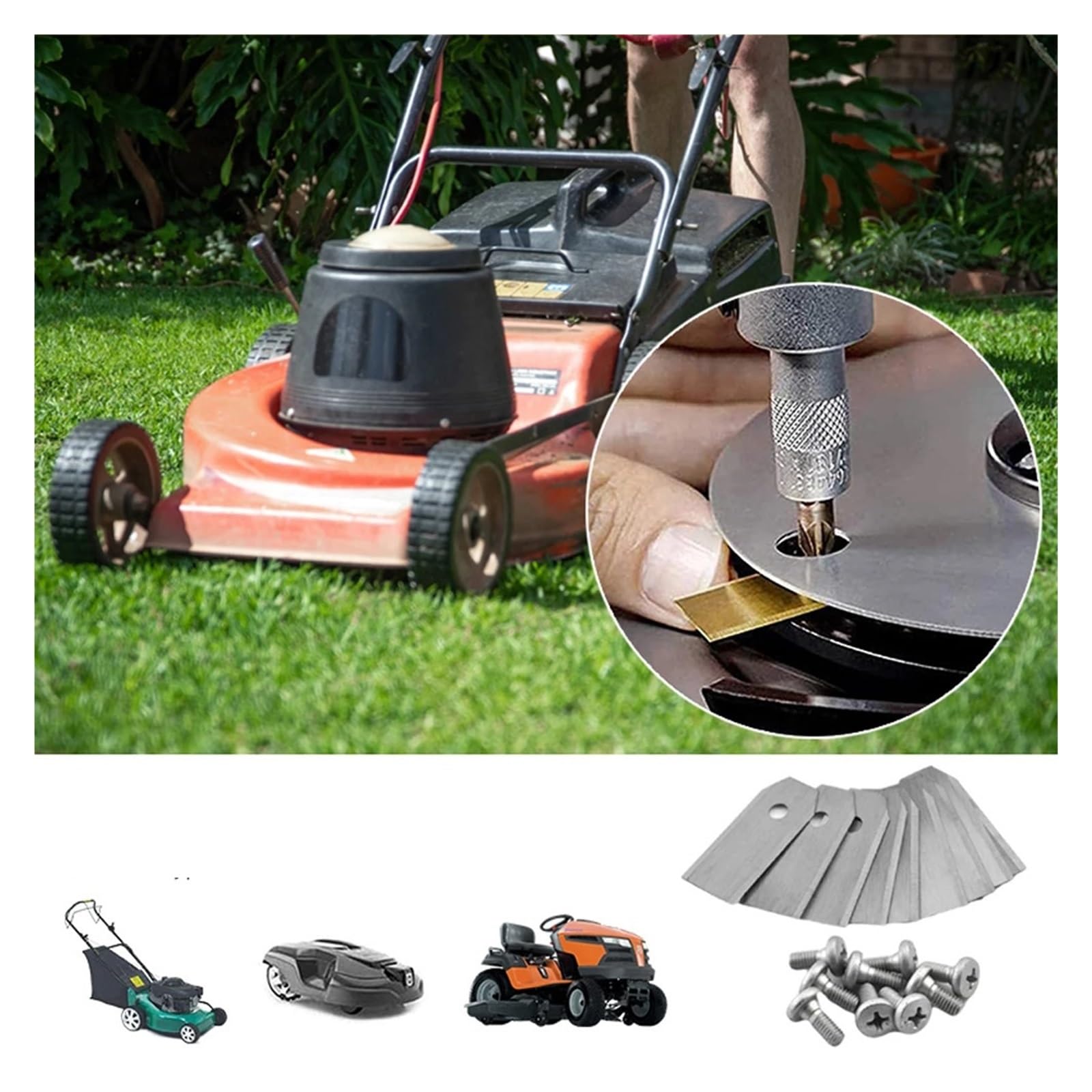 Kosiarka do trawy zestaw śrub do ostrza kosiarki ostrze trymera ze stali nierdzewnej kompatybilne z kosiarką Husqvarna/Gardena narzędzie do naprawy kosiarki automatycznej(90PCS Silver)