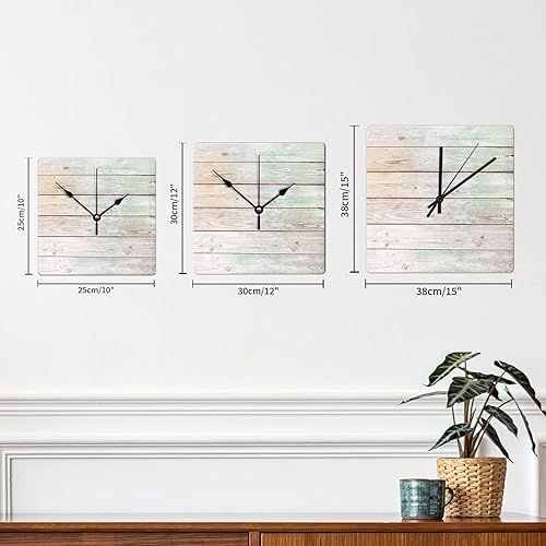 Miniatura 7 de godblessign Octopus Sea Life Wall Clock Beach Square Clocks Peace Comes in Waves 10 Inch Wooden Wall Clocks Battery Operated Silent Rustic Cabin