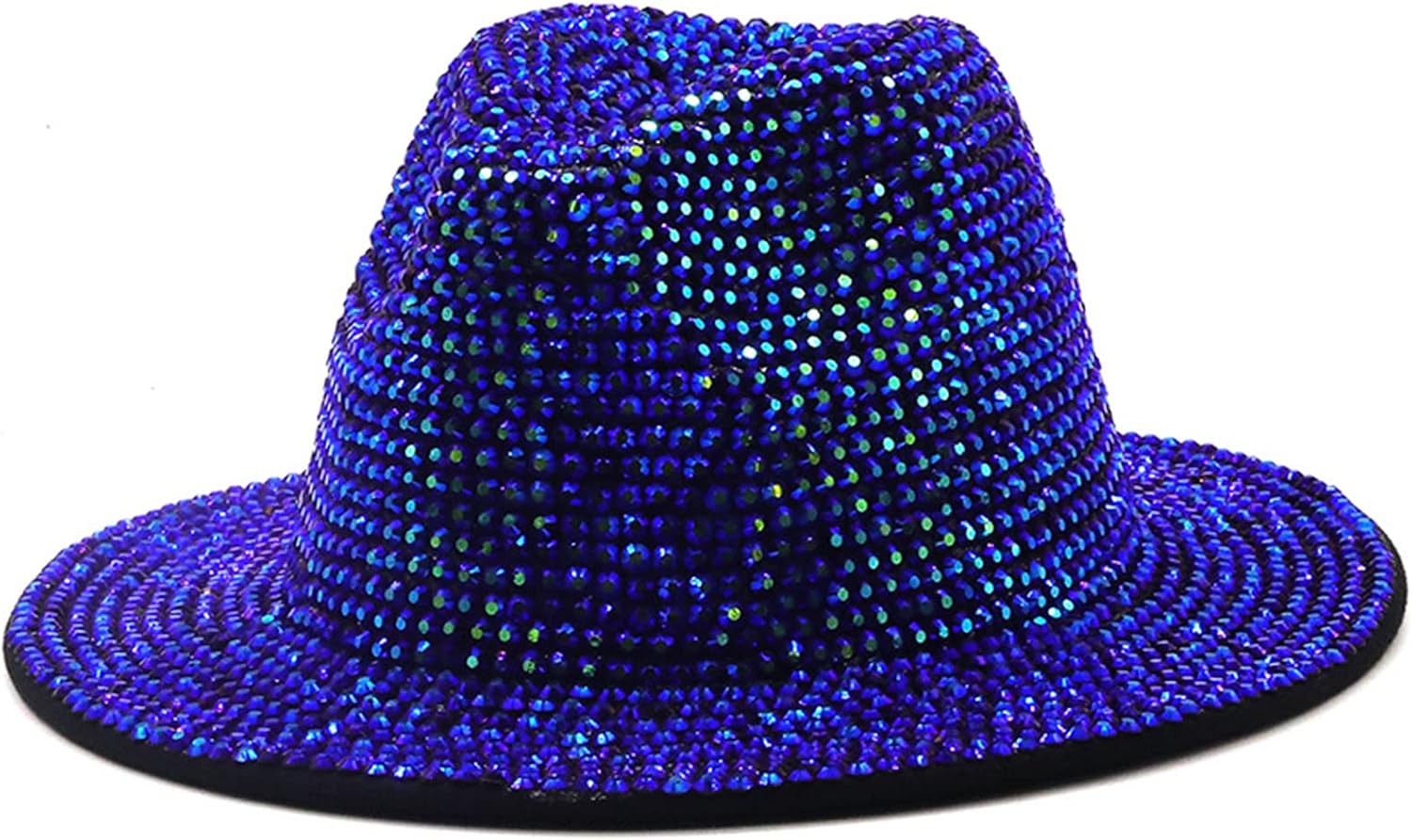 Rhinestone Fedora Hat Woman Handmade Bright Rhinestone Jazz Top Hat Fall Winter Wide Brim Panama Hat Men Nightclub Hat
