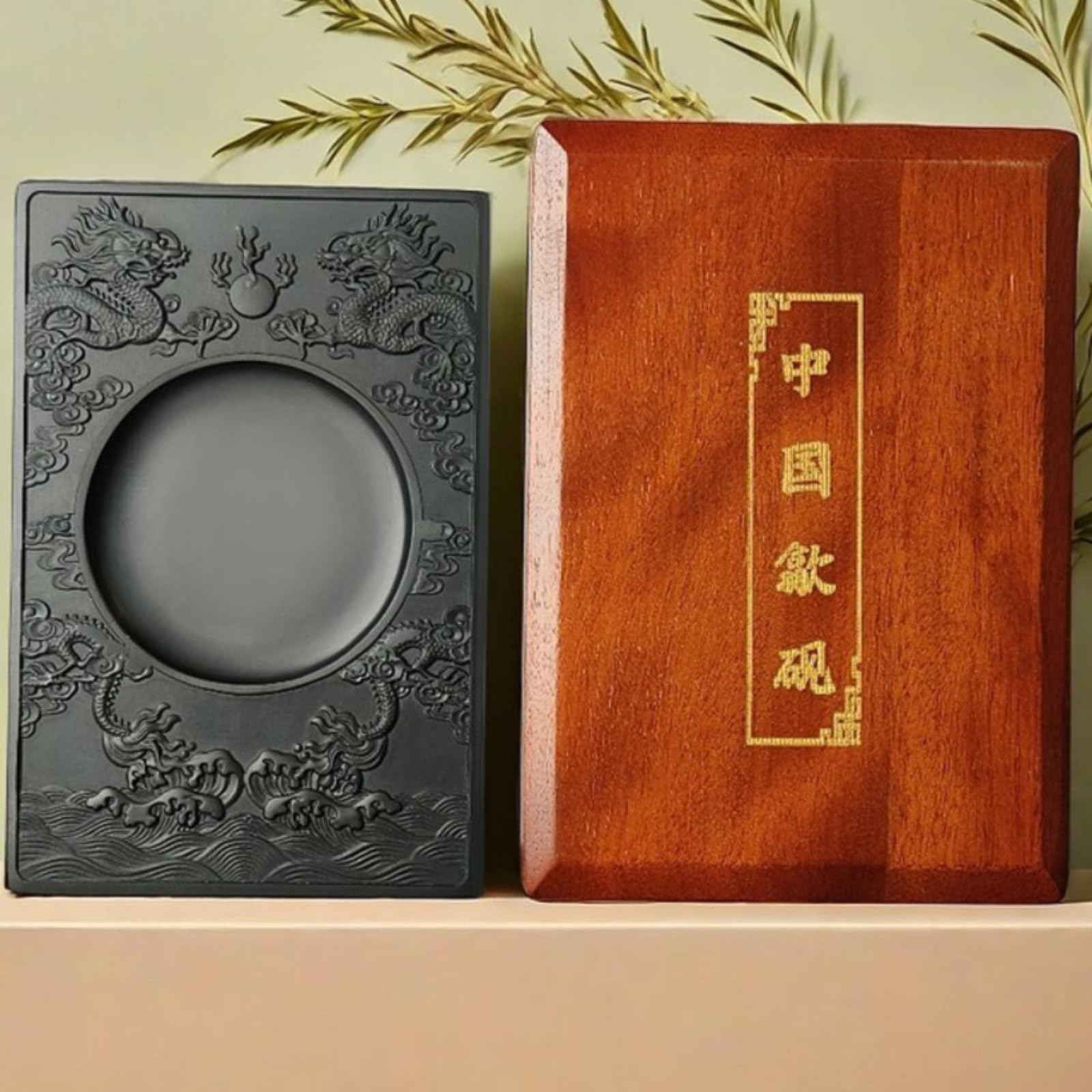 Pietra per inchiostro in stile cinese, con confezione regalo, 18 cm, per calligrafia per principianti, decorazione antica