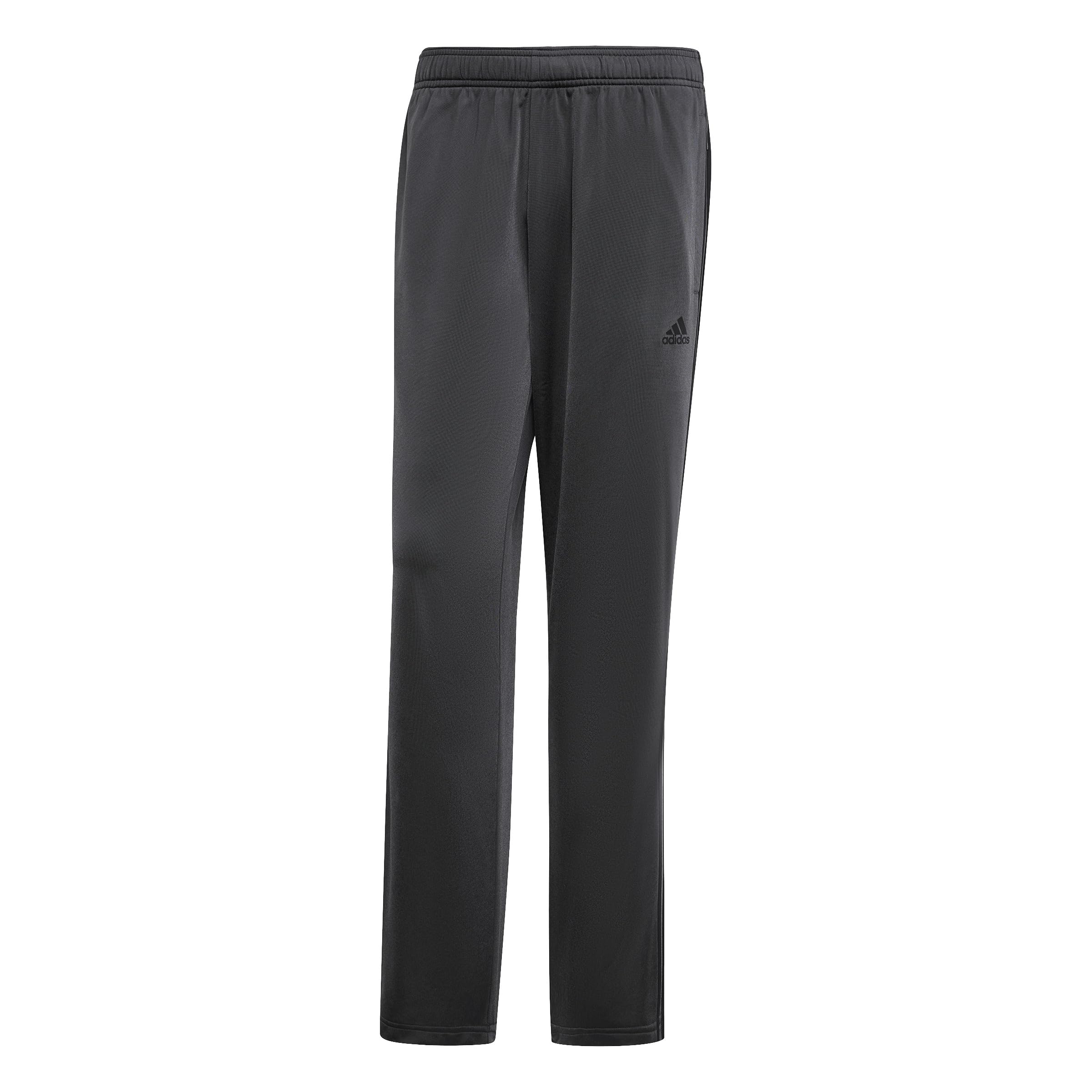 Adidas Men's Dark Heather/Black Essentials Warm-Up Open Hem 3-Stripes Tracksuit Bottoms, 3X-Large