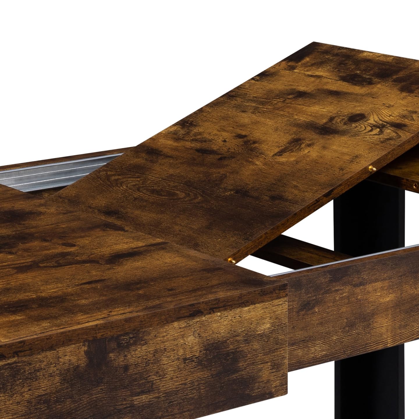 IDMarket - Table à Manger Extensible Rectangle Phoenix 4-8 Personnes Bois Effet Vieilli et Noir 160-200 cm