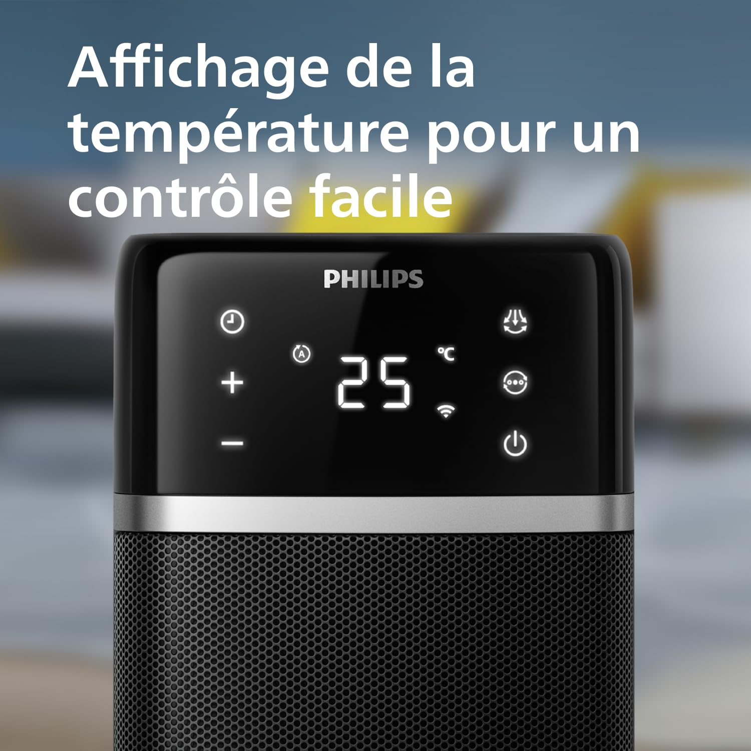 Philips Radiateur soufflant connecté Série 5000, 2000W, jusqu’à 50 % d’économies d’énergie, 4 modes, affichage température, 5 sécurités, oscillation 60°, silencieux, noir/gris (CX5120/11)