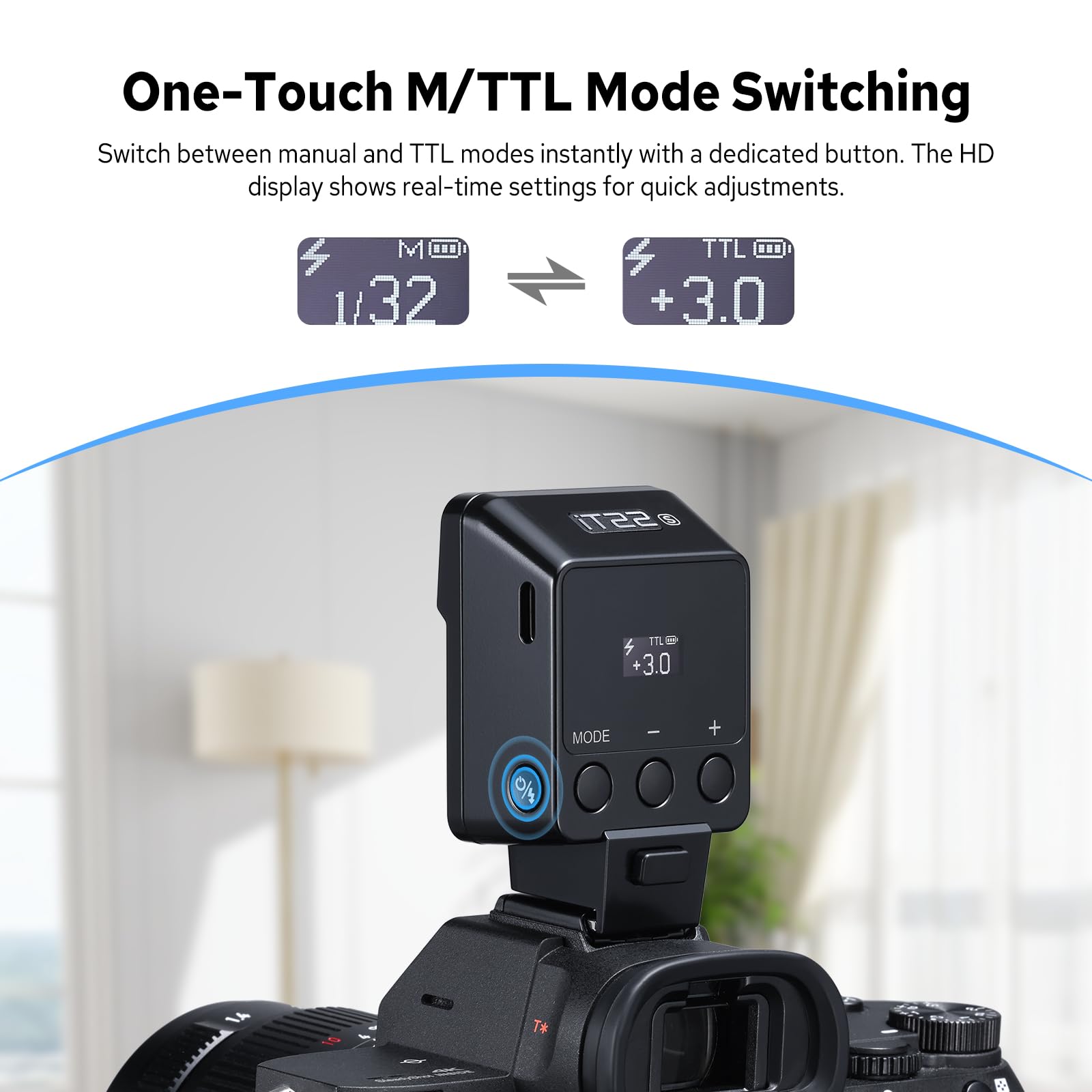 Godox IT22 S, IT22S Mini-Kamerablitz für Sony-Kamera, mit 7,4 V/300 mAh Lithium-Akku, mit magnetischem Diffusor und Filter, IT22S TTL GODOX Flashes, 1,5 Sekunden Recyclingzeit