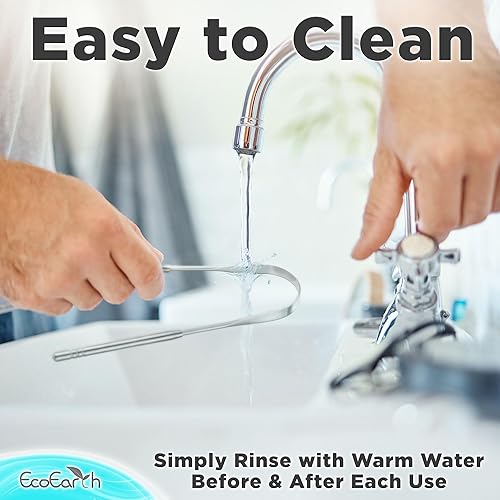 Miniatura 9 de Raspador de lengua para adultos, limpiador de lengua de metal con estuche de almacenamiento, limpiador bucal de acero inoxidable resistente para