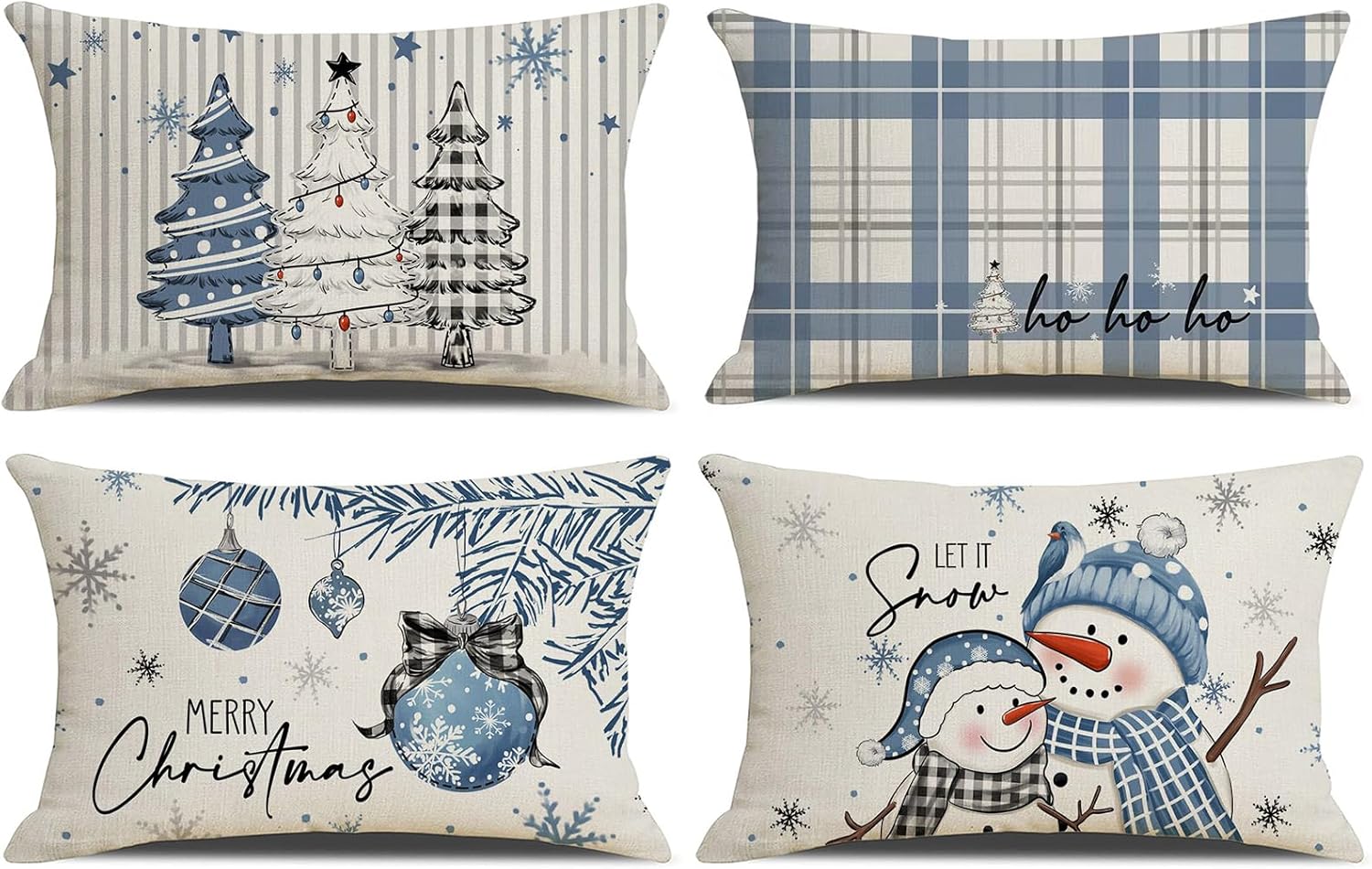 Snycler Christmas Blue Snowman Reindeer Gloves Xmas Tree