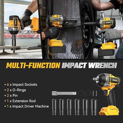 Miniatura 8 de Llave de impacto inalámbrica para batería Dewalt de 20 V, 1254 pies-libras (1700 N.m), pistola de impacto eléctrica de 12 pulgada, destornillador de