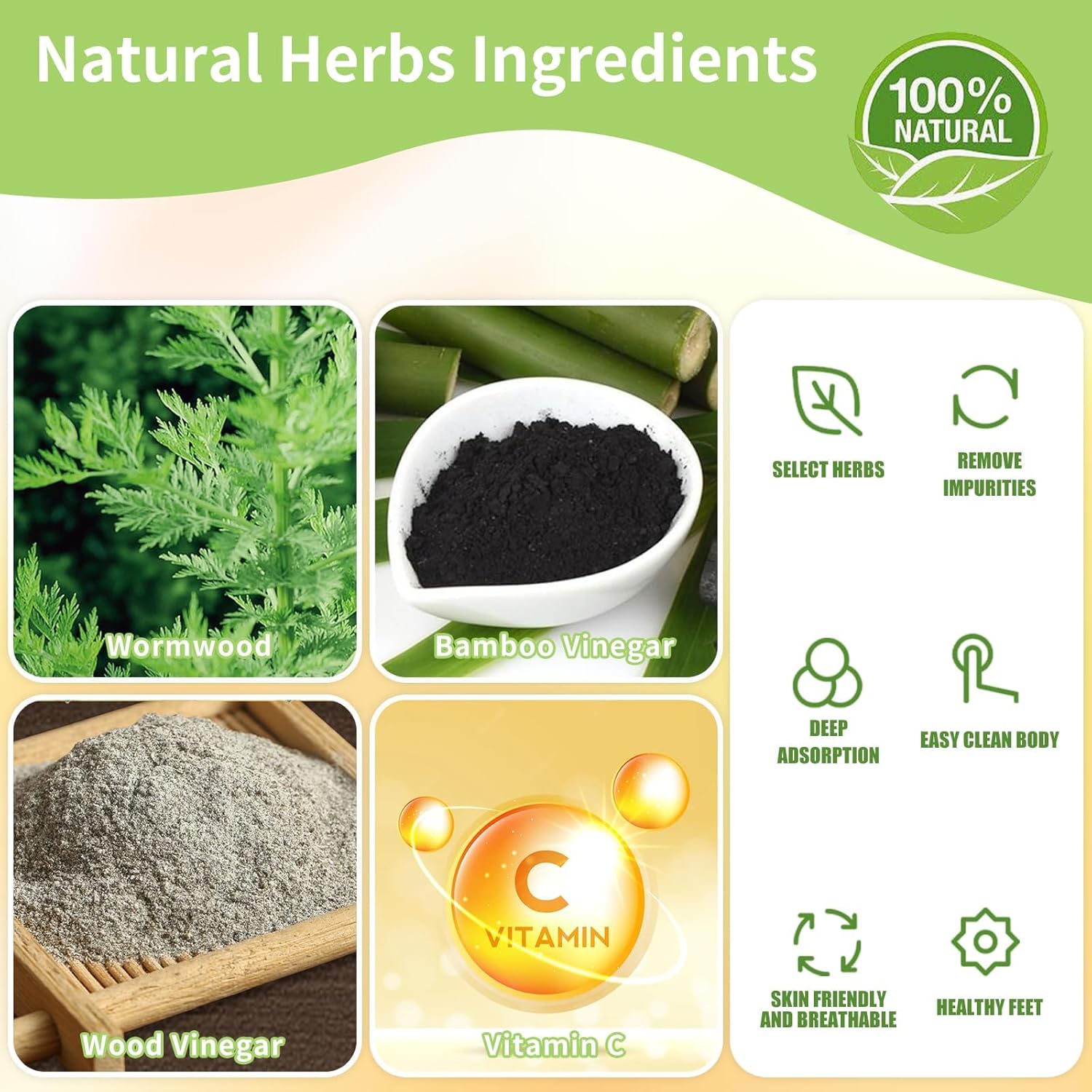 Wormwood Foot Pads, Wormwood Patches Moxibustion Patches 40PCS,Wormwood Pads Wormwood Bamboo Vinegar 艾草足贴 艾草贴