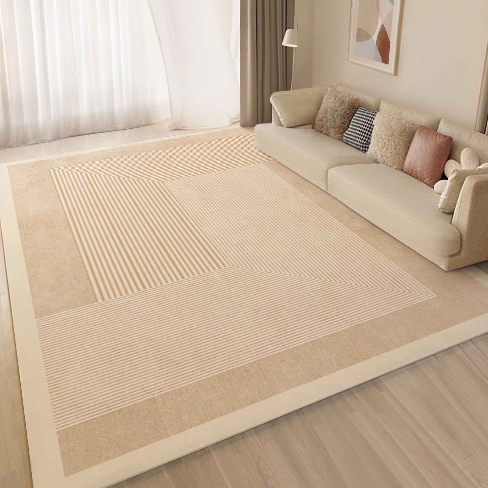 Tappeti salotto Tappeto lavabile durevole design a strisce giallo marrone,camera tappeti casa moderni,180x280cm