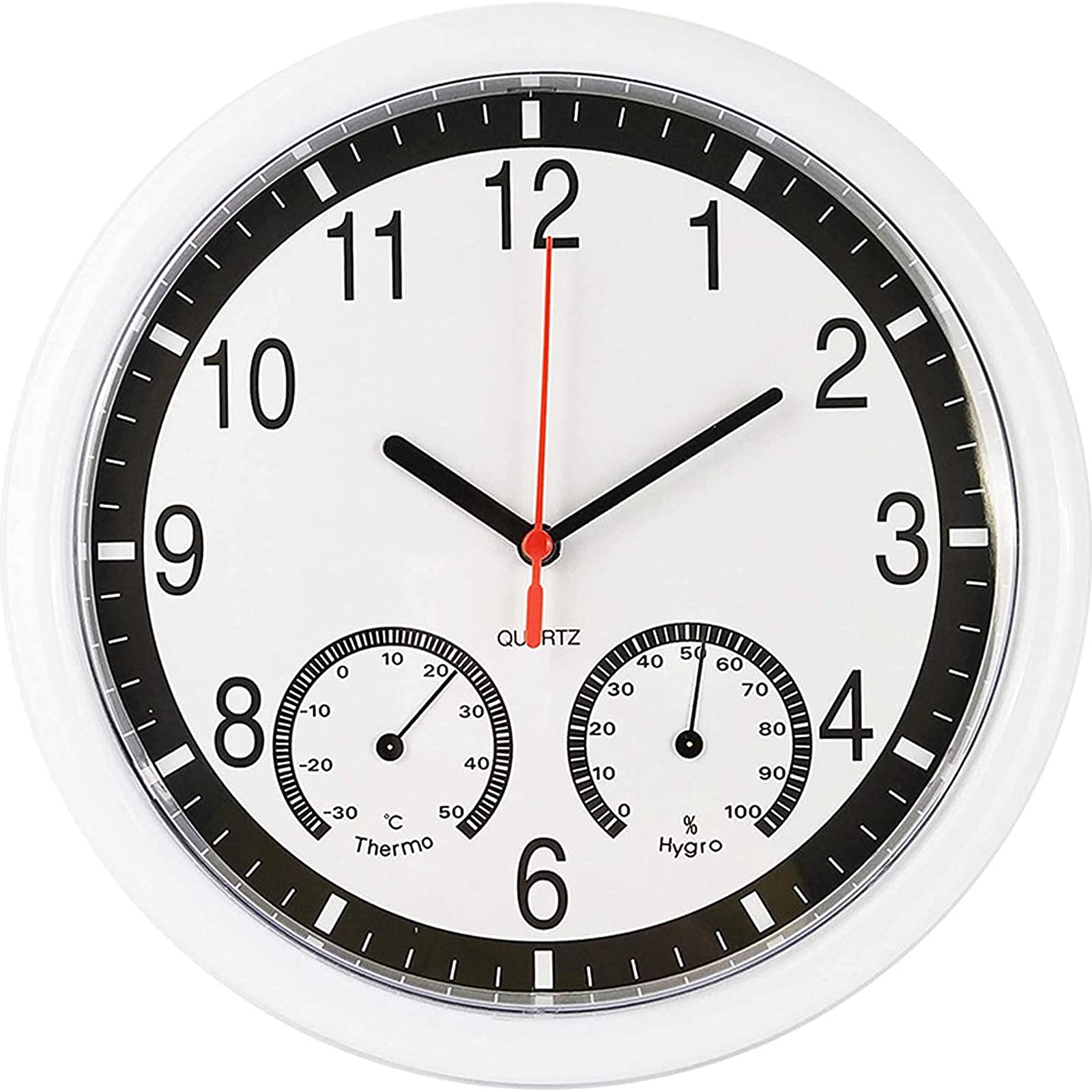 Grande horloge murale extérieure résistante aux intempéries avec thermomètre